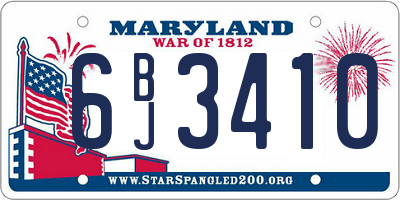 MD license plate 6BJ3410