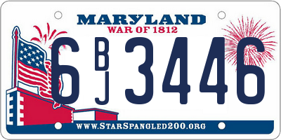 MD license plate 6BJ3446