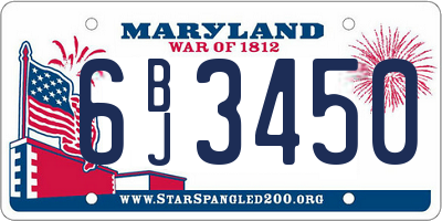 MD license plate 6BJ3450