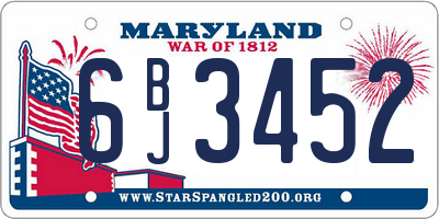 MD license plate 6BJ3452