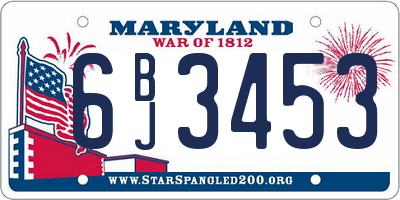 MD license plate 6BJ3453