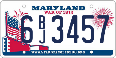 MD license plate 6BJ3457
