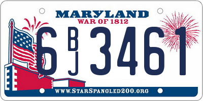 MD license plate 6BJ3461