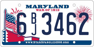 MD license plate 6BJ3462