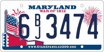 MD license plate 6BJ3474