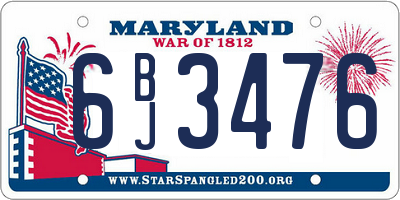 MD license plate 6BJ3476