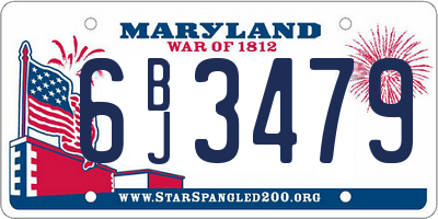 MD license plate 6BJ3479