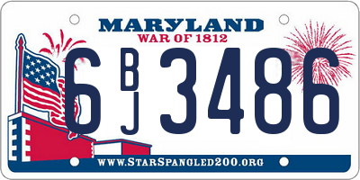 MD license plate 6BJ3486