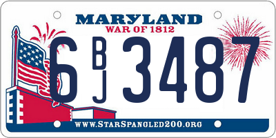 MD license plate 6BJ3487