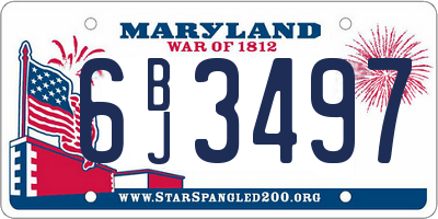 MD license plate 6BJ3497
