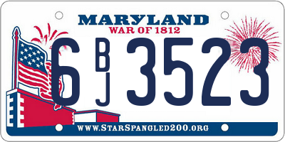 MD license plate 6BJ3523