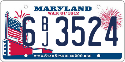 MD license plate 6BJ3524