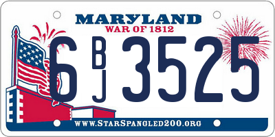 MD license plate 6BJ3525