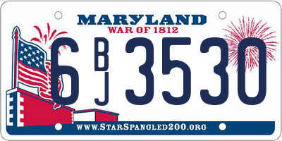 MD license plate 6BJ3530