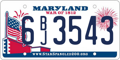 MD license plate 6BJ3543