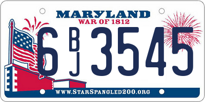 MD license plate 6BJ3545