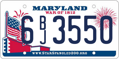 MD license plate 6BJ3550