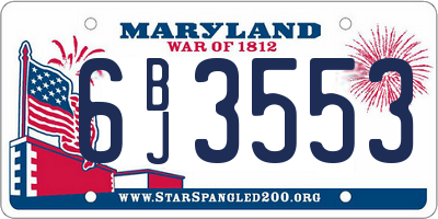 MD license plate 6BJ3553