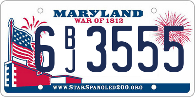 MD license plate 6BJ3555