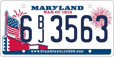 MD license plate 6BJ3563
