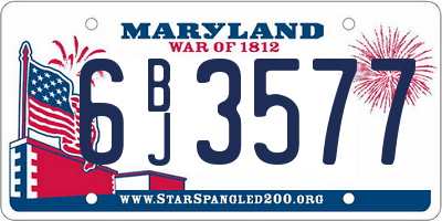 MD license plate 6BJ3577