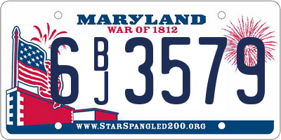 MD license plate 6BJ3579