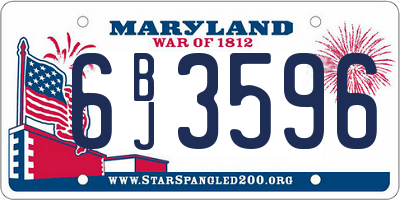 MD license plate 6BJ3596