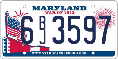 MD license plate 6BJ3597