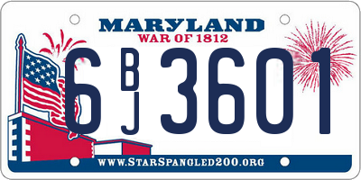 MD license plate 6BJ3601