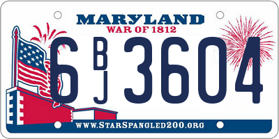 MD license plate 6BJ3604