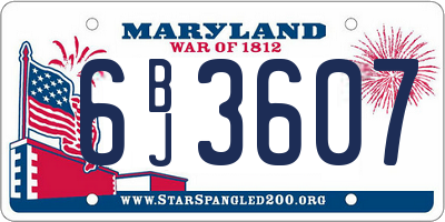 MD license plate 6BJ3607