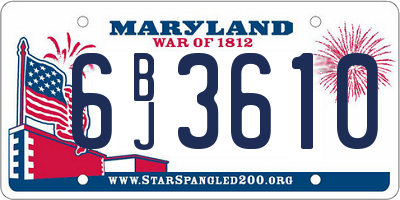 MD license plate 6BJ3610