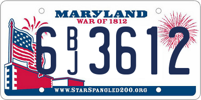 MD license plate 6BJ3612
