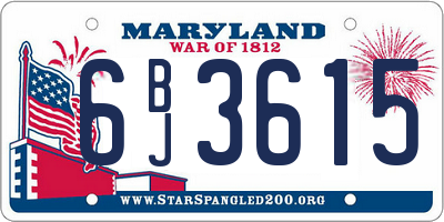 MD license plate 6BJ3615