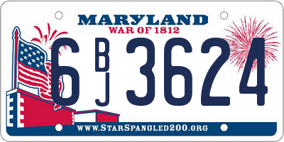 MD license plate 6BJ3624