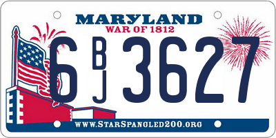 MD license plate 6BJ3627