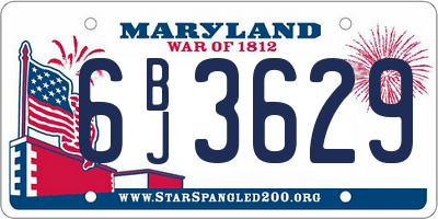 MD license plate 6BJ3629