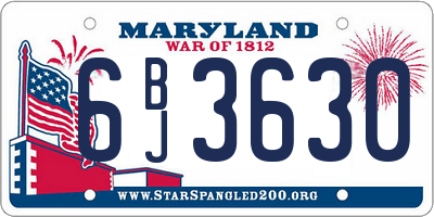 MD license plate 6BJ3630