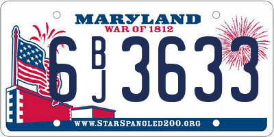 MD license plate 6BJ3633