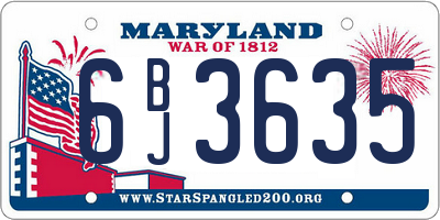 MD license plate 6BJ3635