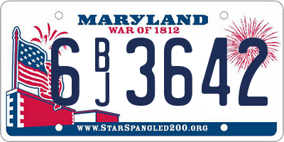 MD license plate 6BJ3642