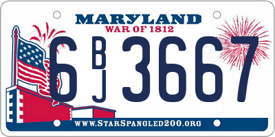 MD license plate 6BJ3667