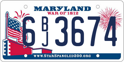 MD license plate 6BJ3674