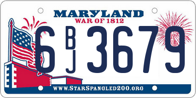 MD license plate 6BJ3679