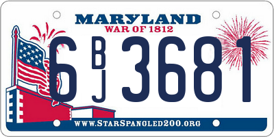 MD license plate 6BJ3681
