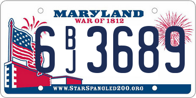 MD license plate 6BJ3689