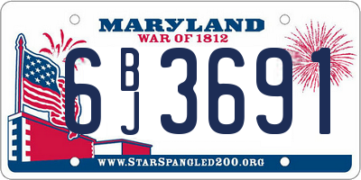 MD license plate 6BJ3691