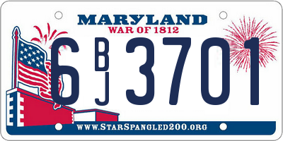 MD license plate 6BJ3701