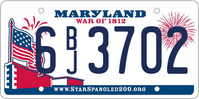 MD license plate 6BJ3702
