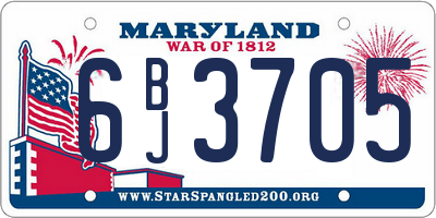 MD license plate 6BJ3705